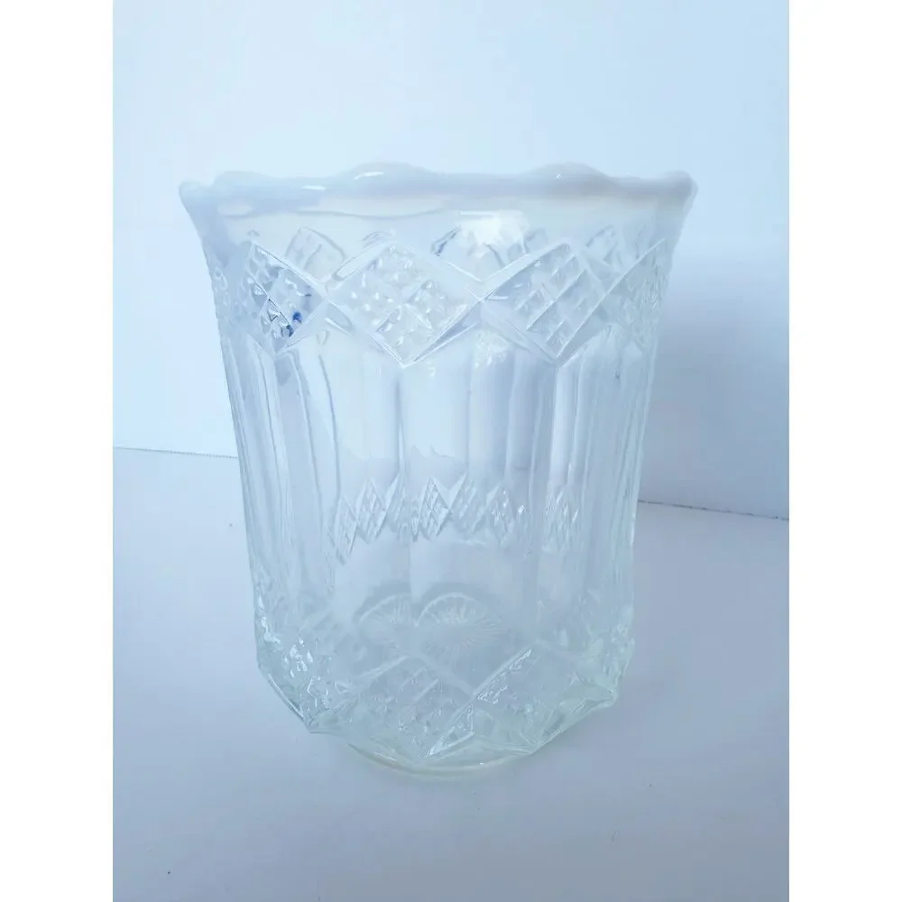 Mosser White Ice Blue Opalescent Glass Celery Vase Spooner